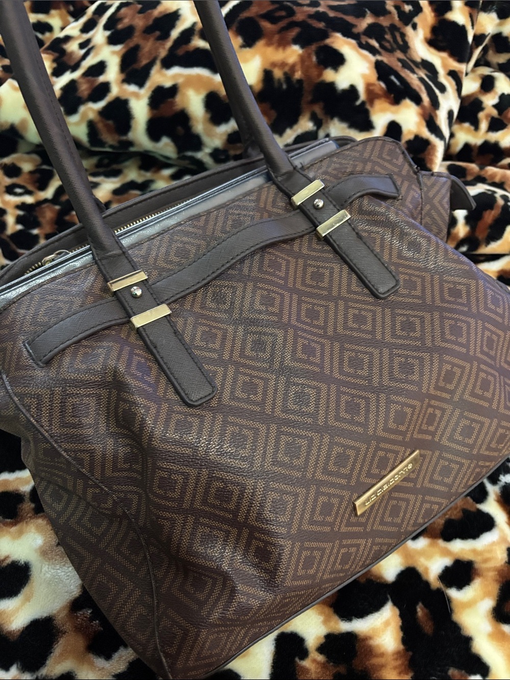 Liz Claiborne Dark Brown Monogram Satchel